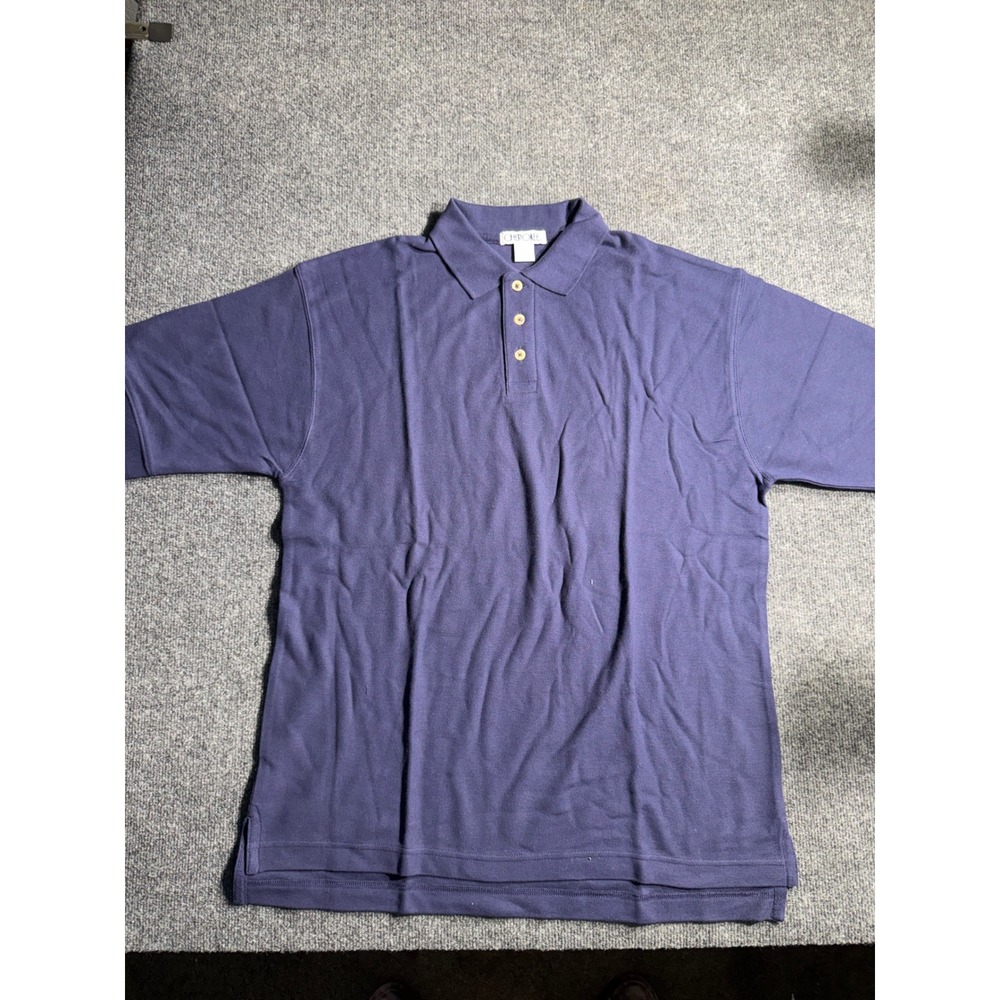 Cherokee Mens Large Blue Purple Cotton Pique Short Sleeve Polo Shirt Classic Fit
